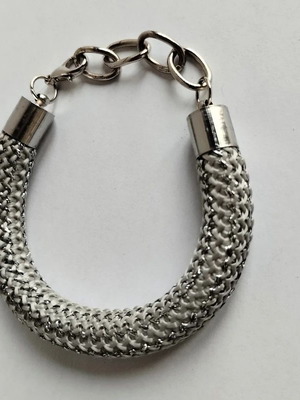 Rope Bracelet silver coloured, new chunky statement bracelet