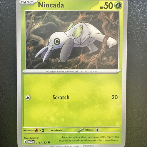 Nincada Pokemon card 016/132 Mega Evolution