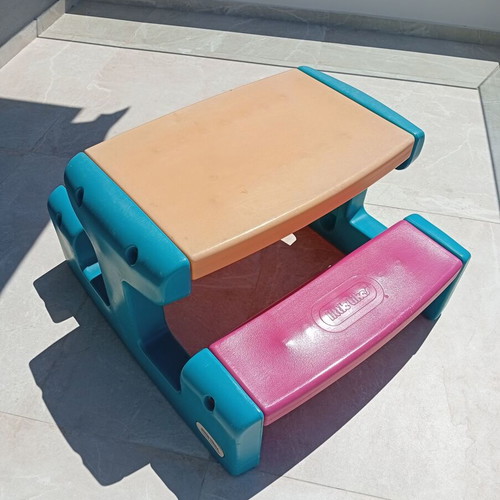 Little Tikes plastic picnic table used for kids