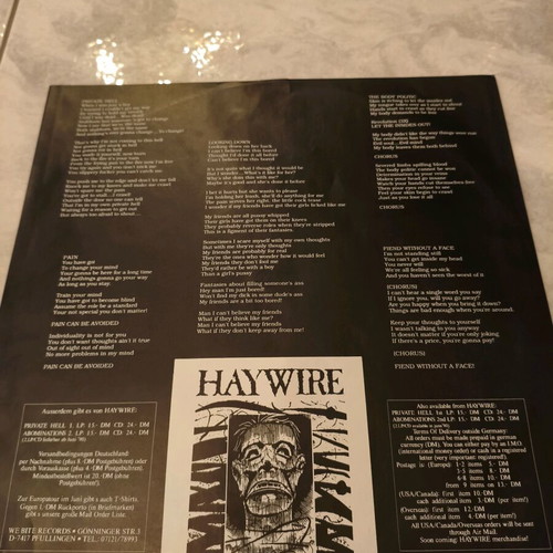 Haywire Private Hell LP like new, metal