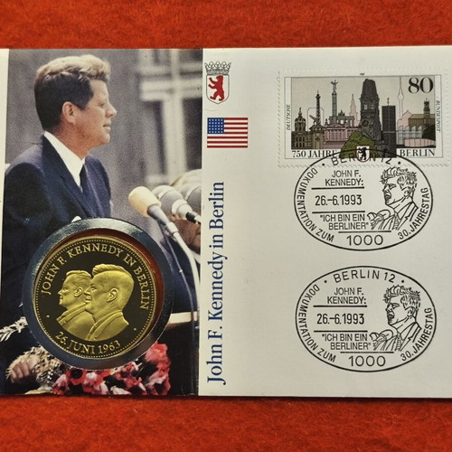 Official German Numisbrief coin cover 1993 John F. Kennedy in Berlin