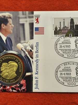 Official German Numisbrief coin cover 1993 John F. Kennedy in Berlin