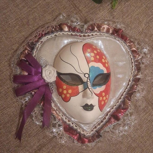 Venetian Heart Wall Mask used, porcelain face with handmade details