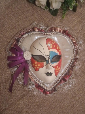 Venetian Heart Wall Mask used, porcelain face with handmade details