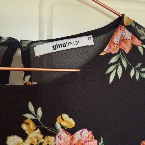 Black Floral Chiffon Mini Dress Gina Tricot used, size 38