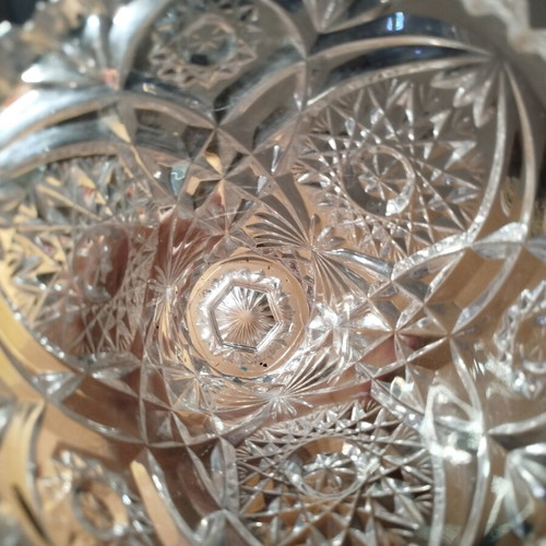 Crystal vase Bohemia used, height 20 cm