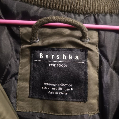Bershka khaki parka jacket with fur hood size M used
