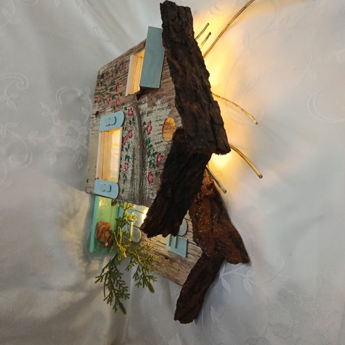 Handmade wooden decorative item with LED lights