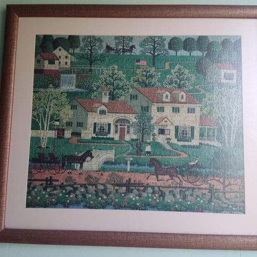Puzzle framed picture used, size 65x57