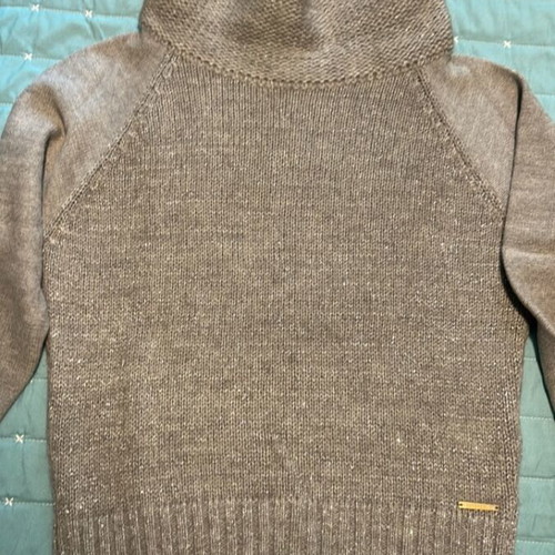 Trussardi sweater with unique inner collar, new, gray and silver