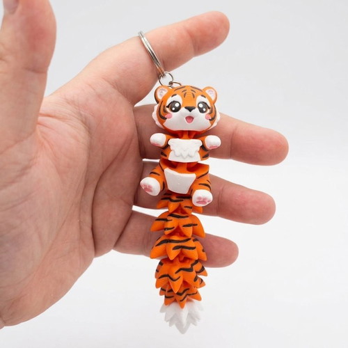 Articulated Tiger Keychain Fidget Toy, 12cm, 4 Colors