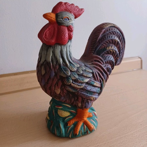 Decorative ceramic colorful rooster used vintage