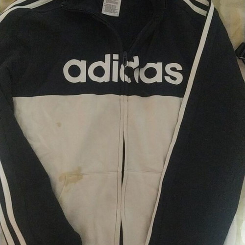 Adidas men's hoodie used, black and white, size S