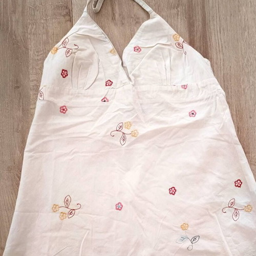 Summer Floral Backless Short-Sleeve Top like new, beige, size M