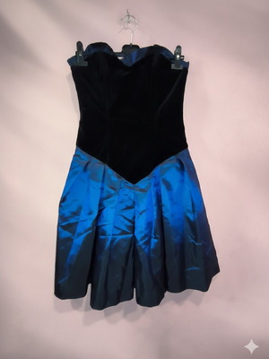Vintage strapless dress Tzivani Athens velvet and taffeta like new