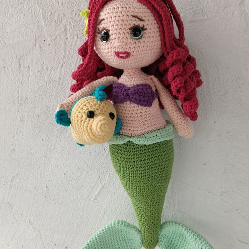 Handmade amigurumi Ariel new mermaid and fish set