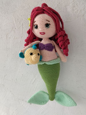 Χειροποίητο amigurumi Ariel ολοκαίνουργιο σετ γοργόνα με ψάρι