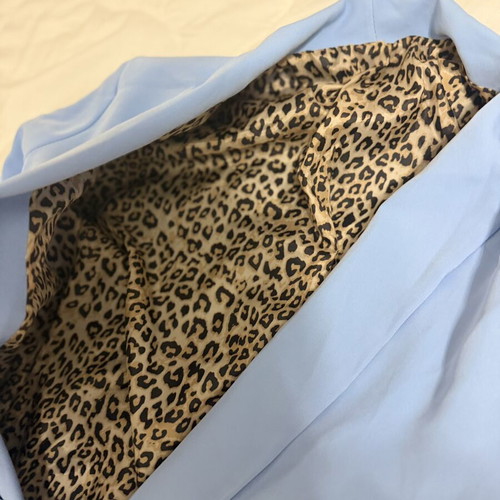 Baby Blue Suit one size with leopard lining like new