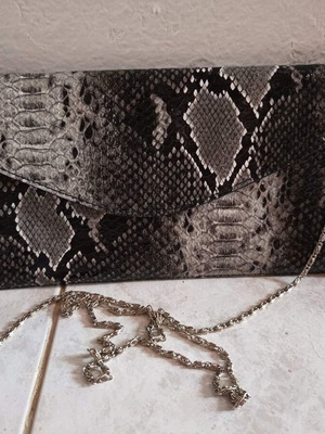 Snakeskin envelope με ασημί αλυσίδα καινούργιο, μαύρο και γκρι