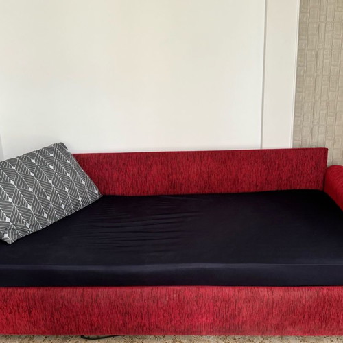 Sofa bed 4-seater used, red