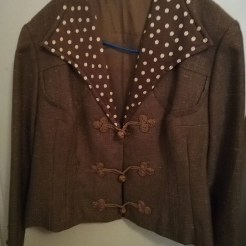Women's vintage crop top used, white and brown, size L