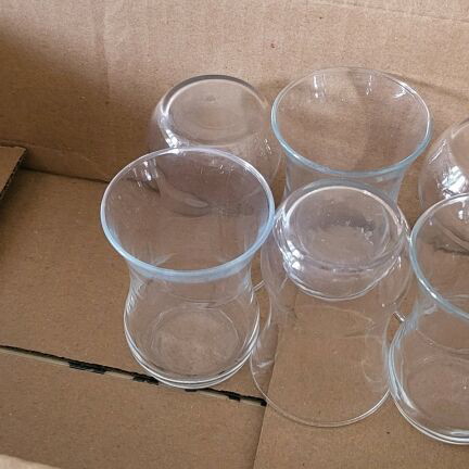 Turkish tea glasses, set of 6, glass