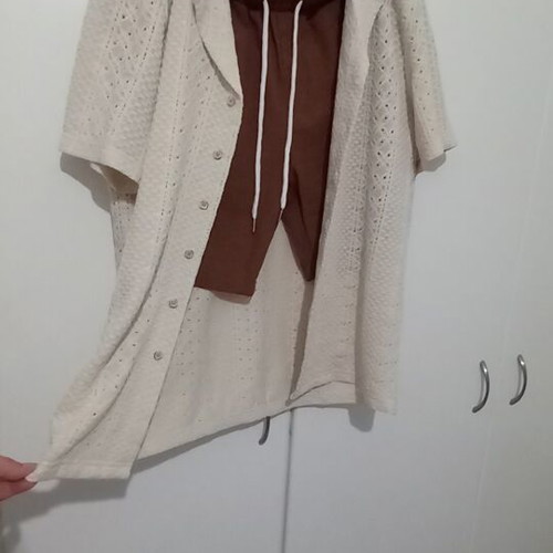 Summer set small with shorts and shirt, new, beige and brown
