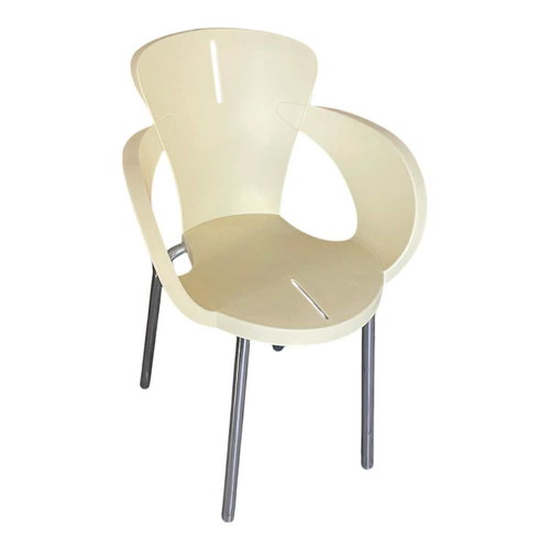 Italian Metal Armchairs New in Ecru and Soft Yellow Color
