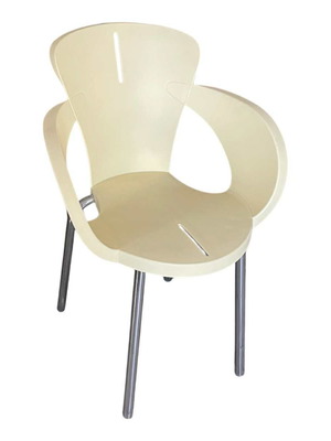 Italian Metal Armchairs New in Ecru and Soft Yellow Color