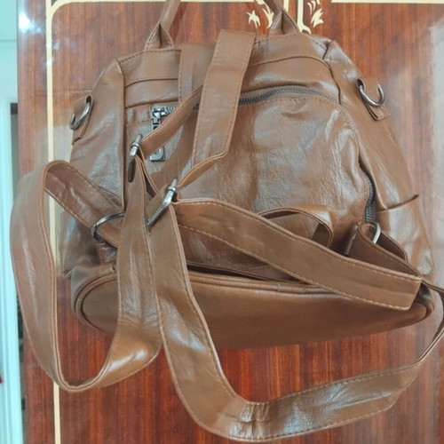 Anti-theft backpack unused brown
