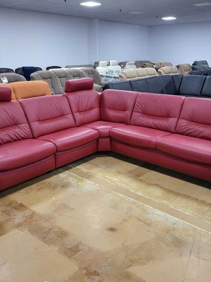 Red leather corner sofa HUKLA HU-SF15058 new with electric relax mechanism