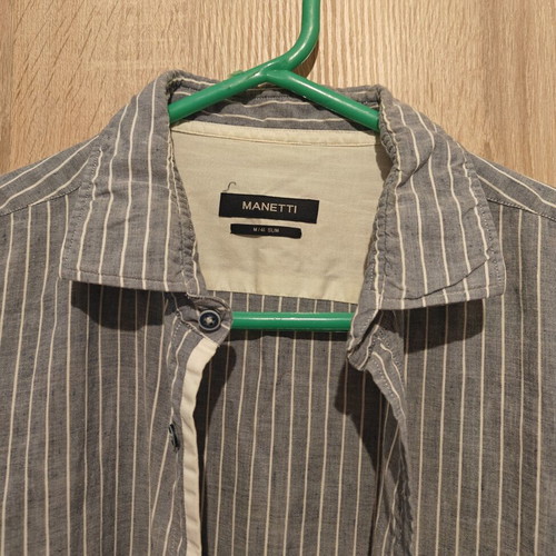 Manetti Slim Fit striped shirt used, blue and white, size M