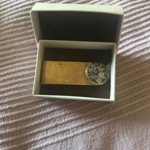 Money Clip used, gold and silver color, with coin replica