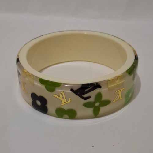 Louis Vuitton Farandole resin bangle bracelet beige and green like new