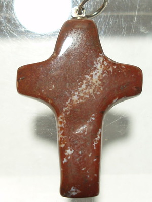 Jasper Mineral Cross new with stainless steel ring
