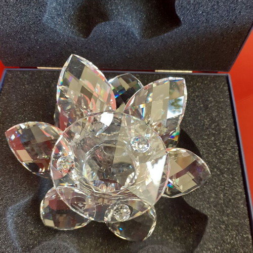 Swarovski large lotus candle holder new
