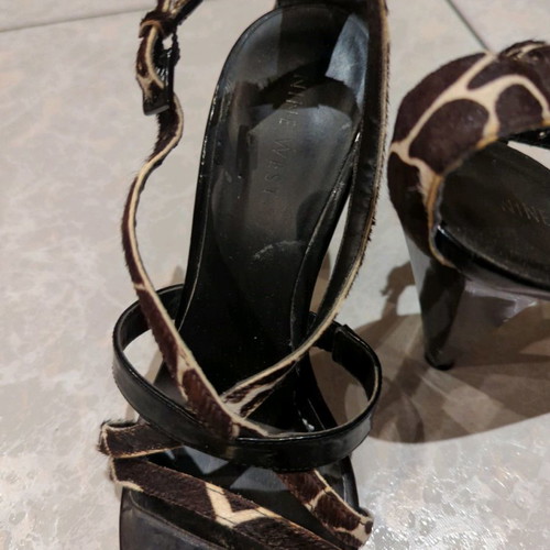 Nine West pony skin sandals used, size 37, black