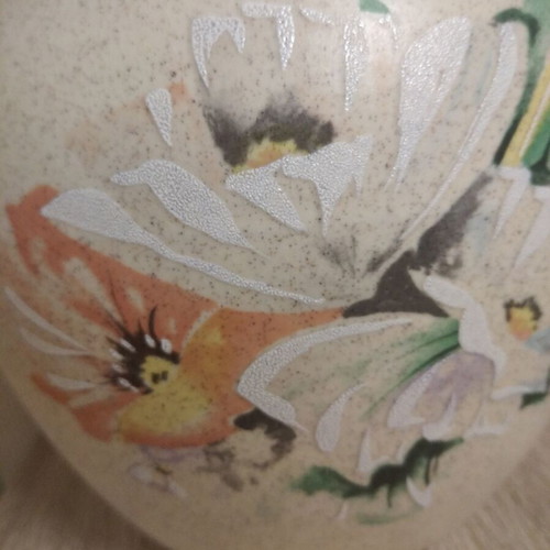 Vintage ceramic vase hand-painted, German 1960s