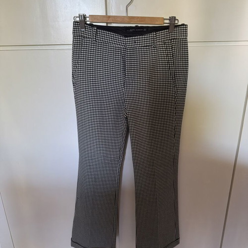 Zara women's checked pants like new, straight fit with slight flare