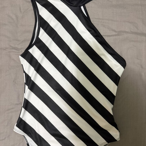Shein bodysuit XS used, black and white stripes, high neck