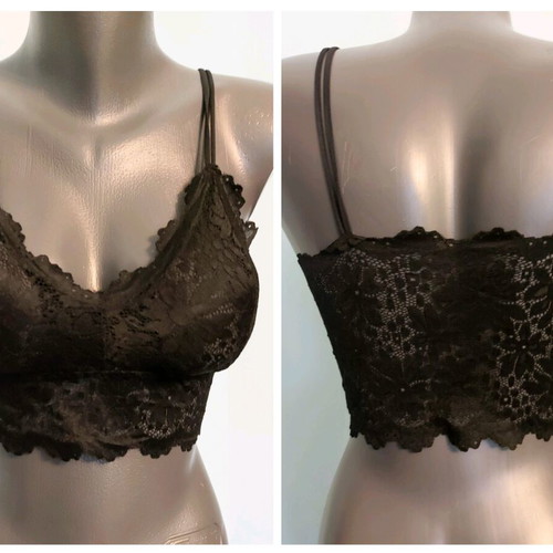 Lace corset bra bustier new, black with removable pads