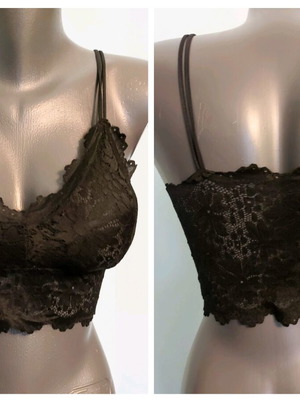 Lace corset bra bustier new, black with removable pads