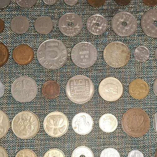 Collection of 45 used European coins, all different
