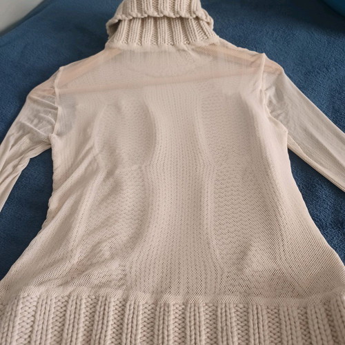 Naf Naf women's sweater like new, beige with transparent sleeves and back