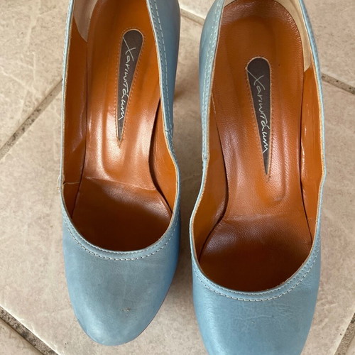 Chaniotakis leather women's heels used, size 39, 10.5 cm heel height