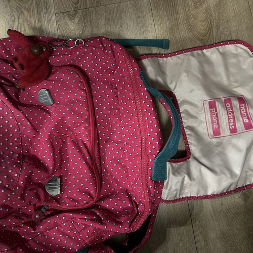 Kipling school bag fuchsia retro style