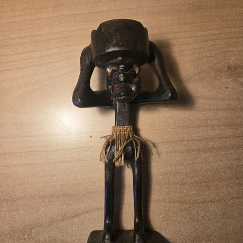 Wooden Tiki figure vintage primitive like new with candle holder