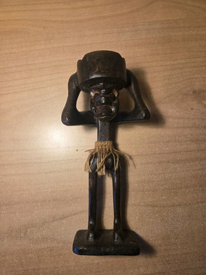 Ξύλινη φιγούρα Tiki vintage πρωτόγονη σαν καινούργιο με βάση για κερί