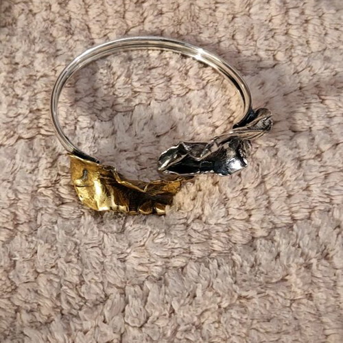 Silver handmade bracelet like new with gold-plated part