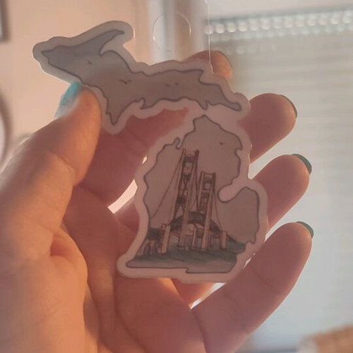 Michigan sticker and wooden ornament new